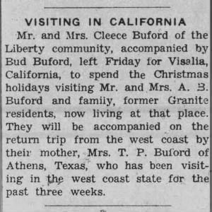 bufordbudGranite, Oklahoma · Thursday, December 27, 1945