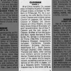 Obituary for JAMES J. CLOONAN